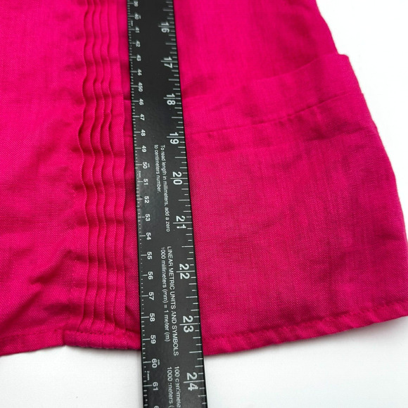 DAVID BROOKS Women's XL Bright Pink 100% Linen Button Down Long Sleeve Shirt - Picture 6 of 7